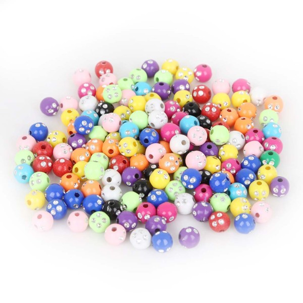 Pack 10 bolas acrílico 8mm con 4 brillantes