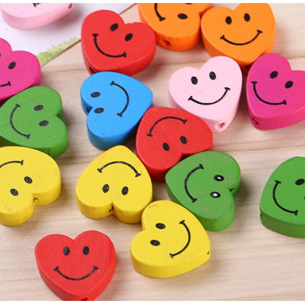 Pack de 5 corazones de colores de madera