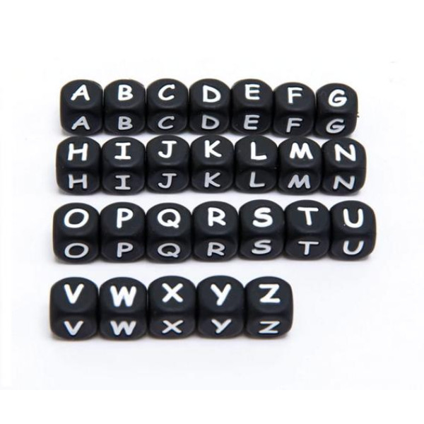 Letra silicona 12mm Negra letras blancas