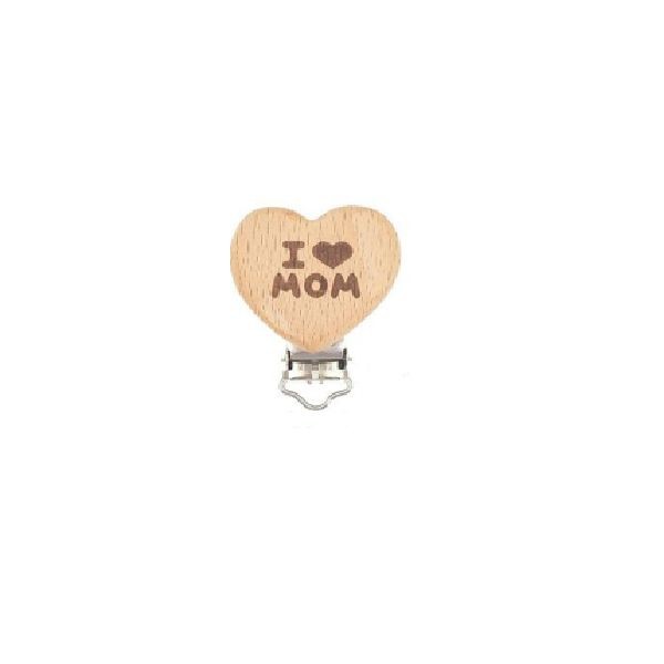 Chupetero de madera I love Mom