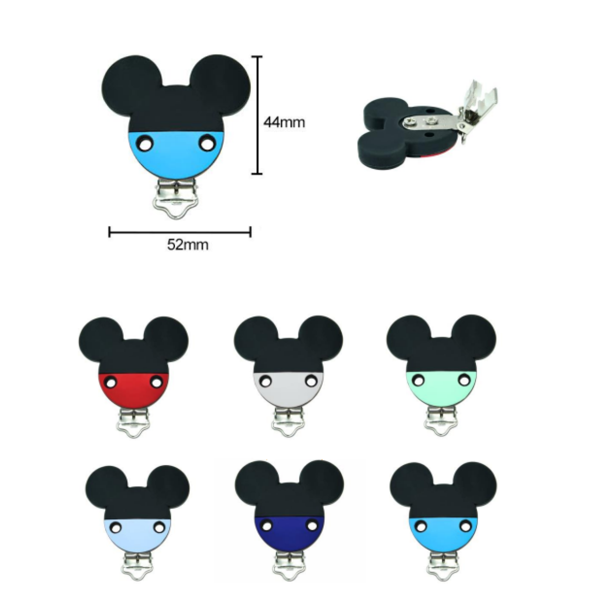 Chupetero silueta mickey bicolor 2 botones