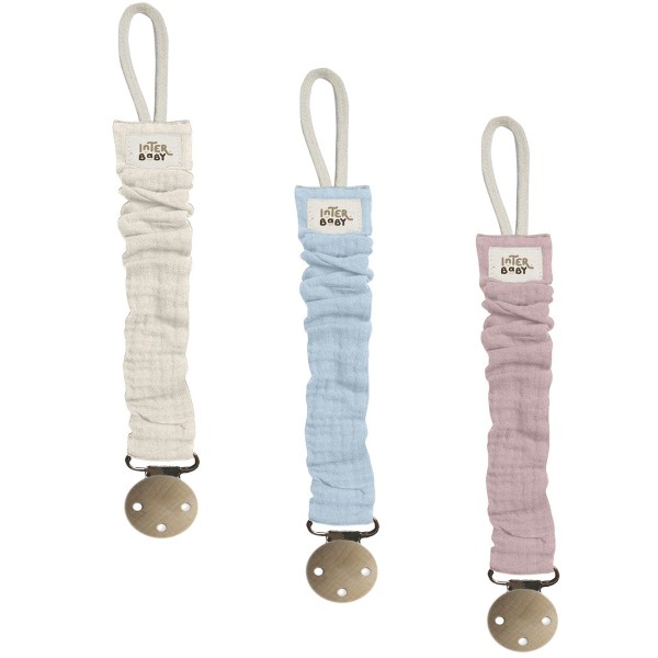 Set 44 Chupetero de muselina y madera Interbaby