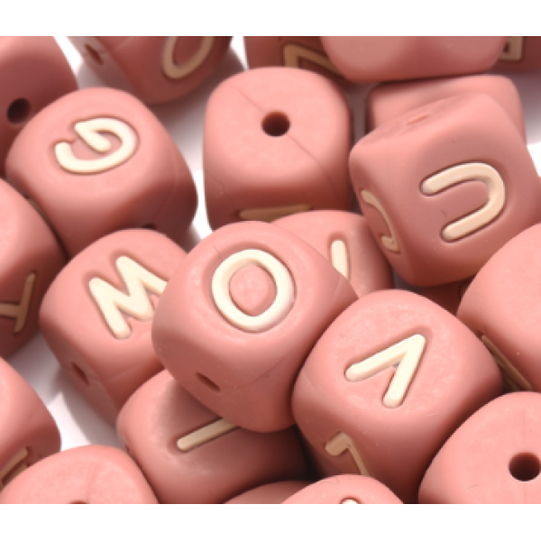 Letra silicona 12mm Nudé con letras Blancas
