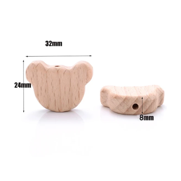 Oso de Madera Natural 24x32mm