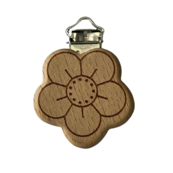 Chupetero de madera Flor con dibujo
