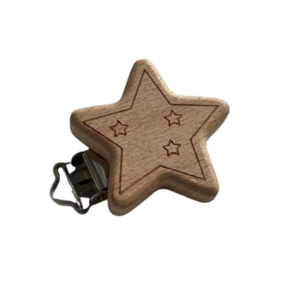 Chupetero de madera Estrella estrellitas