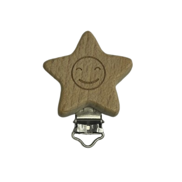 Chupetero de Madera Estrella con sonrisa