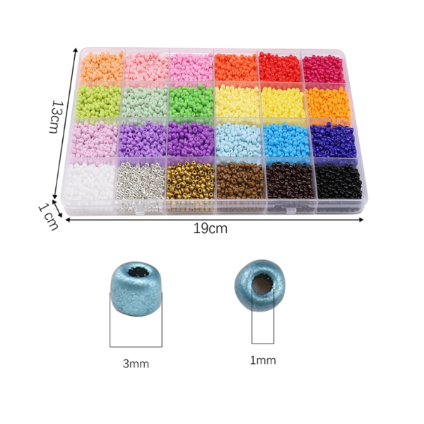 Caja de Abalorios 3mm Cuentas de Arroz