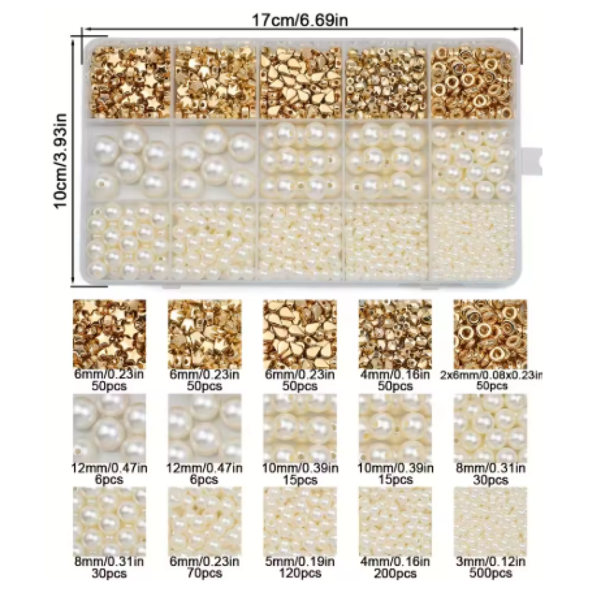 Caja de Abalorios Surtidos Perla y Metálicos Modelo 1
