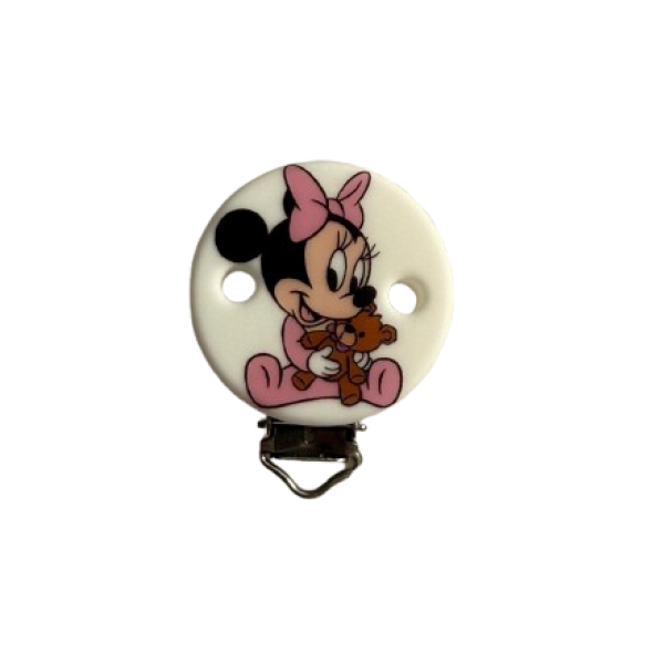 Chupetero redondo plano Minnie con osito