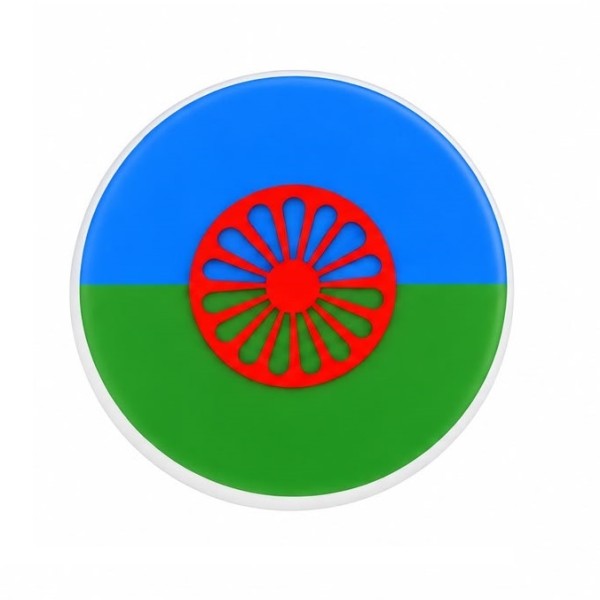 Pieza Redonda bandera romaní